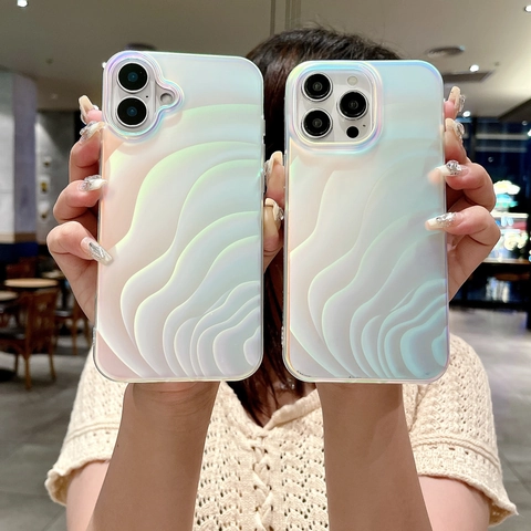 Laser Holographisch Wellenmuster Mattierte Handyhülle Für iPhone 16 15 14 13 12 11 Samsung S25 S24 S23 Ultra TPE Stoßfest Cover