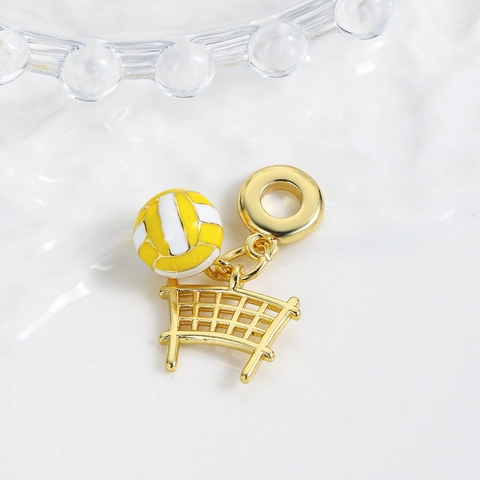 Sporty Enamel Charms Copper 18K Gold Plated Baseball Volleyball Theme Pendants For DIY Jewelry Making Accessory