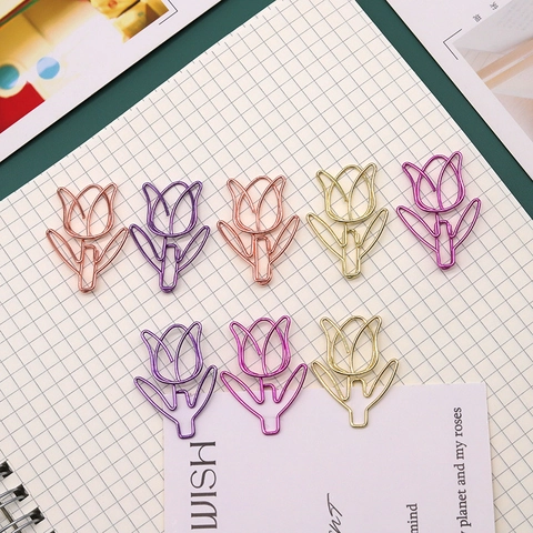Graffette In Metallo A Forma Di Tulipano Segnalibri Novità Fiore Forniture Per Ufficio Scuola Decorative Clip Carine
