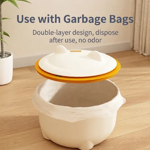 Cat Litter Waste Bin Odor Isolation Pet Trash Can With Press Lid Cute Cat Ear Design Mini Desktop Plastic Waste Container