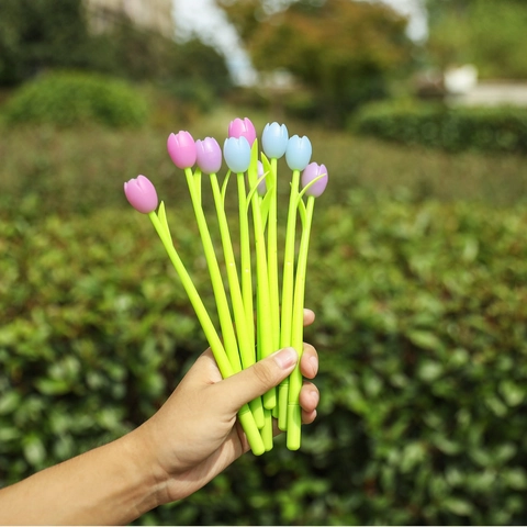 Tulpvormige Gelpen Lichtgevoelig Kleurverandering Siliconen Zacht Rubber Creatieve Bloem Schrijfwaren Student Beloning Prijs
