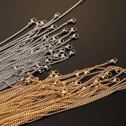 Collar De Cadena De Caja Minimalista Chapado En Oro De 18K Acero De Titanio Cadena De Clavícula Para Hombres Mujeres