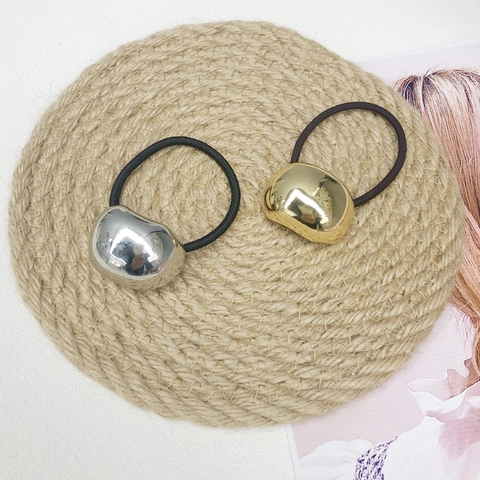 Minimalistische Metall Pebble Haargummis Hochelastische Legierung Polierte Geometrische Pferdeschwanzhalter Frauen Mädchen