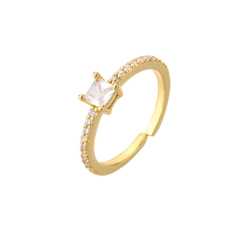Verstellbarer Offener Ring Kupfer 18K Vergoldet Herz Quadrat Sechseck Geometrisch Micro Pave Zirkonia Schmuck Damen
