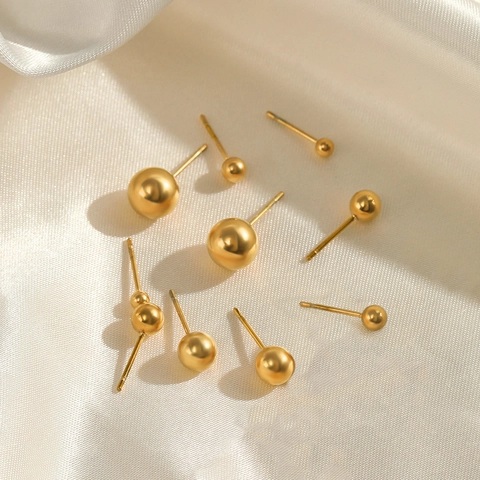 Minimalist Round Ball Stud Earrings Stainless Steel Geometric Commute Style Fashion Jewelry For Women