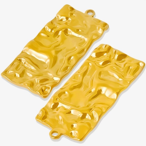 Colgante Rectangular Acero Inoxidable 304 Textura Martillada Arrugada Para Fabricación Joyería DIY Collar Pendientes Moda