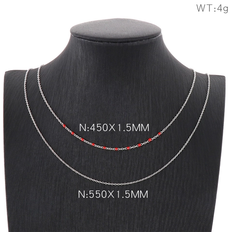 Stainless Steel Double Layer Necklace With Colorful Resin Enamel Beads Minimalist O Chain Pendant For Women