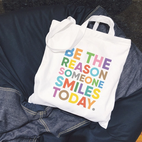 Women Canvas Tote Bag Letter Print Large Capacity Minimalist Aesthetic Shoulder Handbag Eco Friendly Shopping Bag
