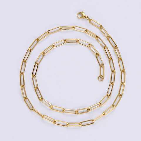 Collar De Cadena De Clip De Acero Inoxidable Chapado En Oro De 18K Joyería Minimalista De Eslabones Rectangulares Para Hombre Mujer