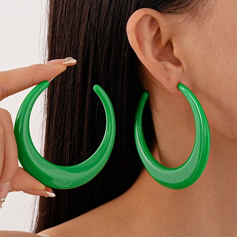 Orecchini A Cerchio Grandi In Acrilico Geometrici Forma A C Gioielli Di Moda Per Donna Con Perno In Argento
