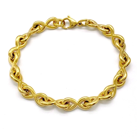 Pulsera De Eslabones Con Símbolo De Infinito Joyería De Acero Inoxidable Pulido Para Hombres Mujeres Hecho A Mano Estilo Elegante Sencillo