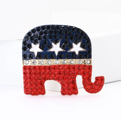 Spilla Elefante Lega Strass Cristallo Patriottico Motivo Bandiera Gioielli Di Moda Per Donna Decorazione Abbigliamento