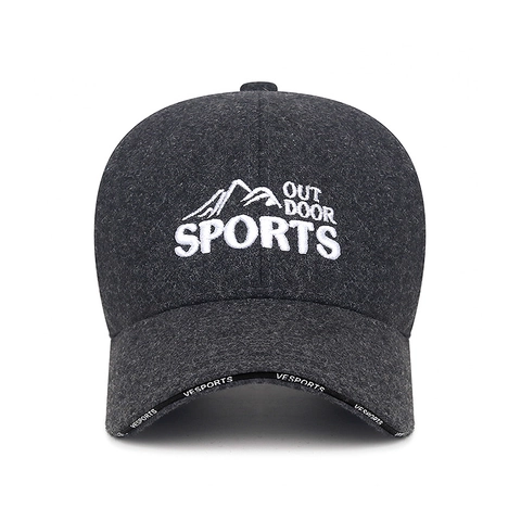 Cappello Da Baseball Invernale Caldo In Tessuto Simil Lana Con Ricamo Sportivo All Aperto E Fibbia In Metallo Regolabile Per Uomo