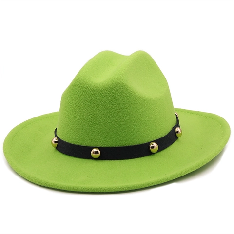 Cappello Fedora A Tesa Larga In Feltro Di Poliestere Berretto Jazz Retrò Con Cintura A Borchie Per Uomo E Donna Stile Classico