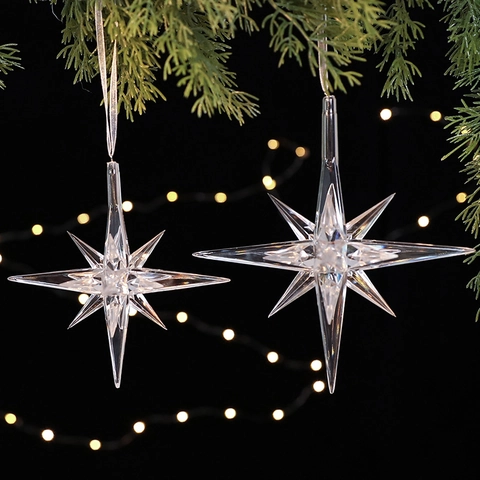 Clear Acrylic Crystal Christmas Tree Hanging Ornaments Pegasus Reindeer Snowflake Star Pendants Festive Party Home Decor