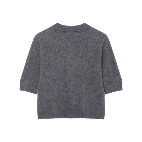 Cardigan In Maglia A Maniche Corte Da Donna Polo Maglia Con Bottoni Grigio Casual Tinta Unita Morbido