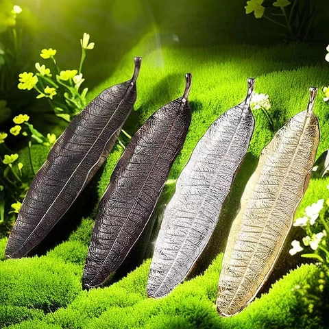 Antique Bodhi Leaf Incense Holder Zinc Alloy Stick Tray Zen Home Office Decor Meditation Retro Metal Plate