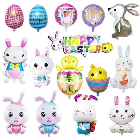 Palloncini Buona Pasqua Coniglio Pulcino Uovo Cartone Animato Foglio Alluminio Decorazione Festa Giocattolo