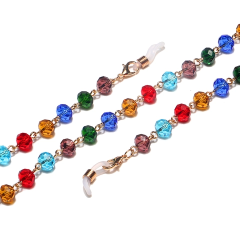 Colorful Crystal Bead Glasses Chain Anti-slip Eyewear Lanyard Metal Link Strap Bohemian Neck Cord For Sunglasses Reading Glasses