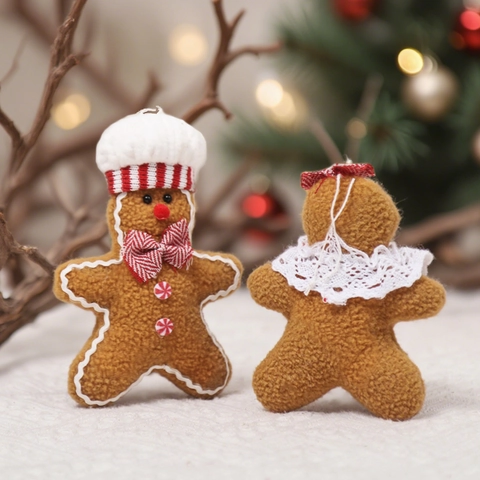 Omino Di Pan Di Zenzero Ornamenti Natalizi Da Appendere In Peluche Tessuto Bambola Cartone Animato Decorazione Albero