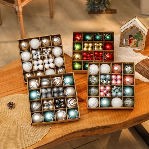 Weihnachtsbaumkugeln Kunststoff Christbaumschmuck Bemalt Glitzer Matt Für Feiertagsparty Heimdekoration