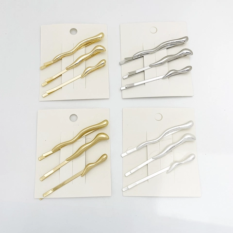 Alloy Irregular Wave Hair Clips Minimalist Metallic Bobby Pins Retro Hairpins Vintage Styling Accessories For Women