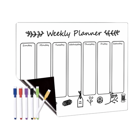 Magnetic Weekly Planner Whiteboard For Refrigerator Reusable Dry Erase Board Calendar Memo Board With Markers And Accessories