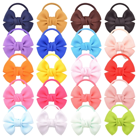 Girls Bow Hair Ties Candy Color Grosgrain Ribbon Elastic Hair Bands Kids Ponytail Holders Headbands Hair Accessories