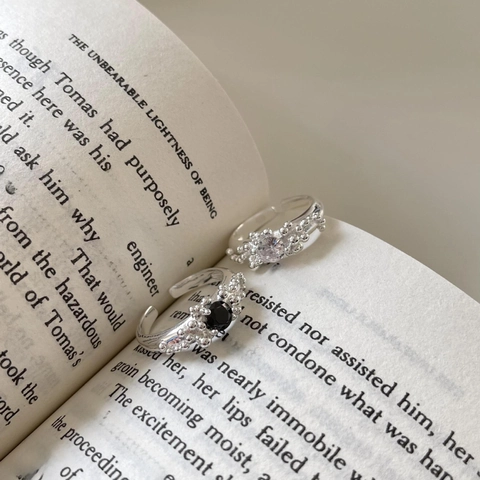 Anello In Argento Sterling 925 Con Zircone Design A Bolle Irregolari Gioielli Per Dita Aperti Regolabili Per Donne