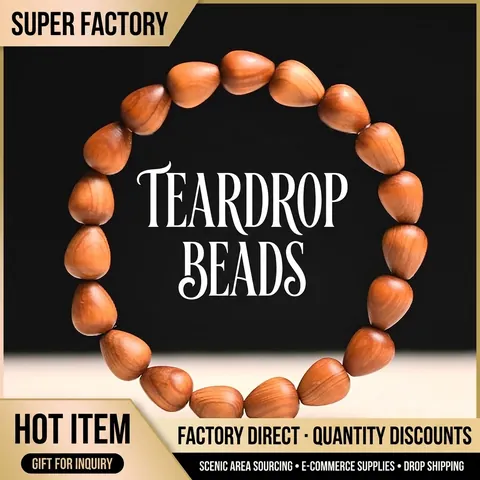 Natural Thuja Wood Beaded Bracelet Waterdrop Shaped Teardrop Beads Hand Polished Zen Ethnic Style For Women Men