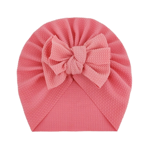 Baby Turban Hat Waffle Knit Big Bow Soft Stretchy Headwrap For Infants Toddlers Newborn Bonnet