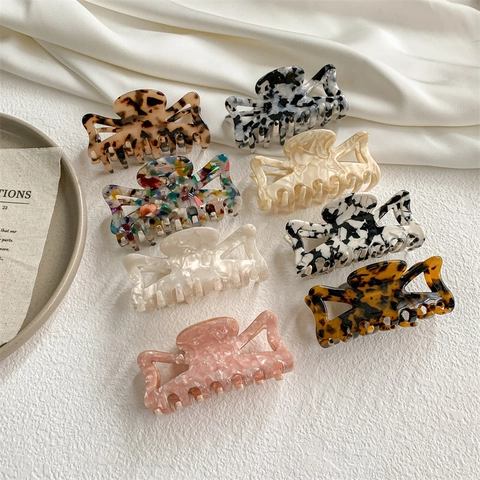 Acetate Hair Claw Clips Leopard Print Marble Tortoiseshell Large Geometric Hollow Shark Clip Accessory For Women