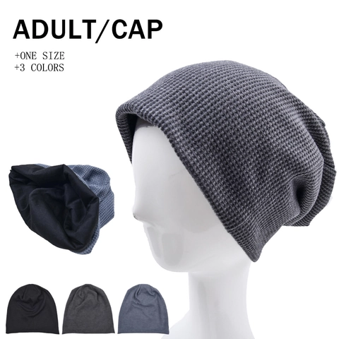 Gorro Beanie Slouchy De Punto De Gofre Algodón Doble Capa Cálido Elástico Pullover Gorra Para Hombres Y Mujeres Streetwear