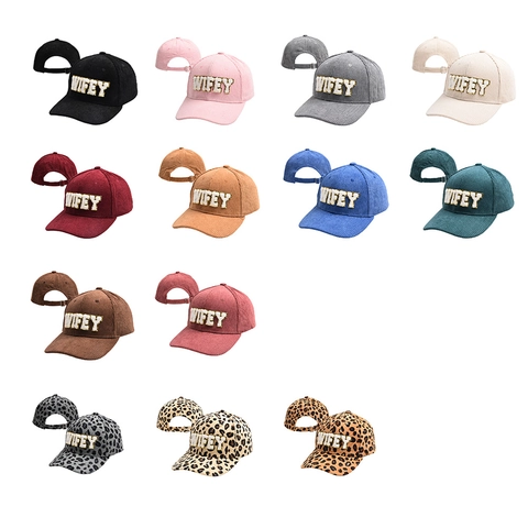 WIFEY Letter Patch Κοτλέ Καπέλο Μπέιζμπολ Για Γυναίκες Λεοπάρ Σχέδιο Σενίλ Κέντημα Πούλιες Ρυθμιζόμενο Vintage Καπέλο