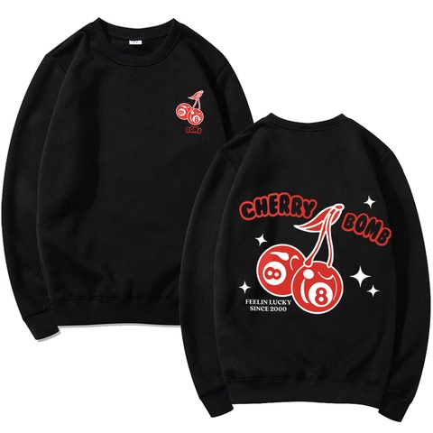 Herren Sweatshirt Rundhalsausschnitt Langarm Polyester Fleece Gefüttert Kirsch Grafikdruck Streetwear Casual Pullover