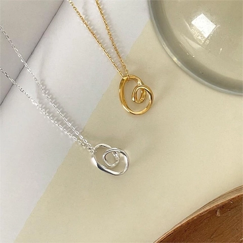 Collar Con Colgante De Plata De Ley 925 Corazón Deformado Espiral Minimalista Joyas Geométricas Para Mujeres