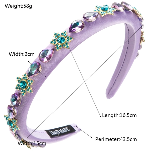 Serre-tête Rembourré en Satin avec Strass Brillants Élégant Bandeau à Fleurs en Cristal Accessoire de Cheveux Femme
