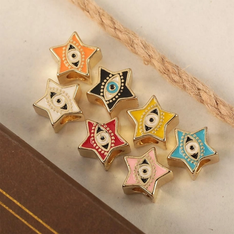 Evil Eye Stern Anhänger Emaille Kupfer Charms Für DIY Schmuckherstellung Halskette Armband