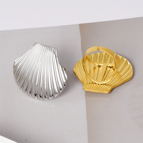 Scallop Muschel Ring 304 Edelstahl 18K Vergoldet Verstellbar Ozean Strand Schmuck Minimalistisch Für Damen