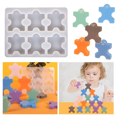 Stackable Humanoid Silicone Mold Human Figure Puzzle Interlocking Balance Boat DIY Craft Baking Cake Chocolate Resin Ornament