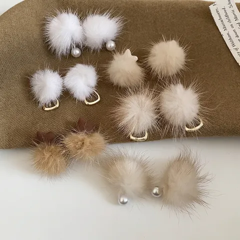 Elegante Vintage Plüsch Pompon Ohrringe Mit Künstlicher Künstliche Perle Und 925 Sterling Silber Ohrstecker Winter Schmuck Damen