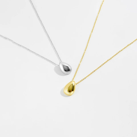 Wassertropfen Anhänger Halskette Minimalistisch Kupfer Hochglanzpoliert Nischen-Design Layering Schmuck Für Frauen