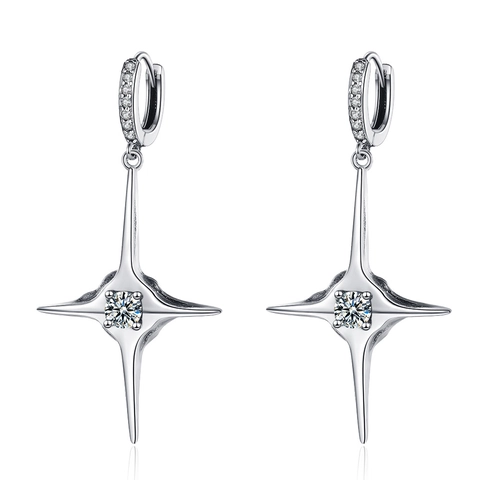 Vintage Gothic Kreuz Stern Hängeohrringe Kupfer Zirkonia Eingelegt Creolen Für Herren Damen Streetstyle Schmuck Geschenk