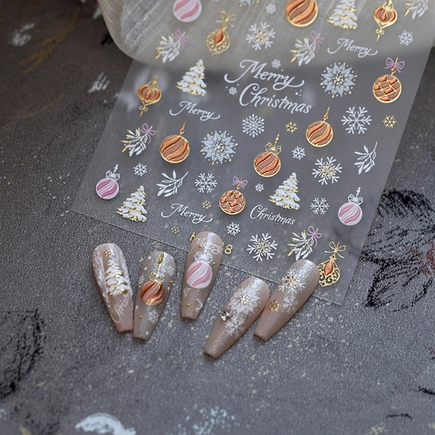 Weihnachts Nagelaufkleber Geprägt Gold Bronzieren Schneeflocken Matt Abziehbilder Für Frauen Urlaub Maniküre Dekoration