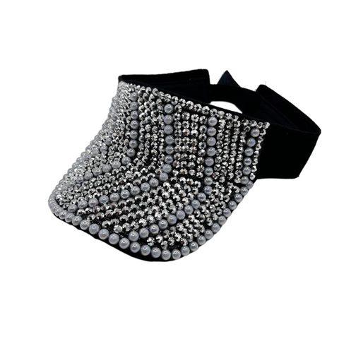 Visiera Parasole Da Donna Cappello Strass Künstliche Perle Imitazione Lusso Poliestere Scintillante Traspirante Sport All'Aperto