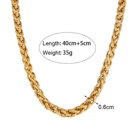 Ensemble Collier Et Bracelet En Acier Inoxydable Plaqué Or 18K Rétro Chaîne Panier Tissée Pour Femme Bijoux Mode Commutateur