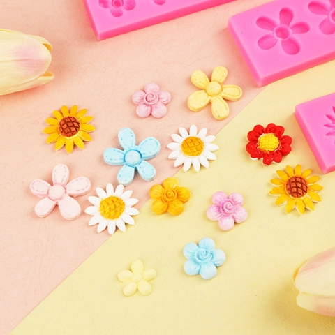 Mini Sunflower Daisy Floral Silicone Mold For Fondant Cake Decoration Chocolate DIY Resin Craft Baking Tool