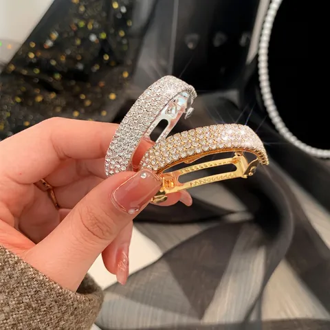 Molletta Per Capelli Brillante Con Strass Lega Curva Supporto Per Coda Di Cavallo Fermaglio Elegante Dolce Accessori Per Capelli Da Donna