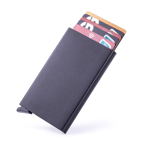 Porta Carte RFID Blocking Automatico Sottile In Lega Di Alluminio Custodia Per Carte Di Credito Portafoglio Business Minimalista