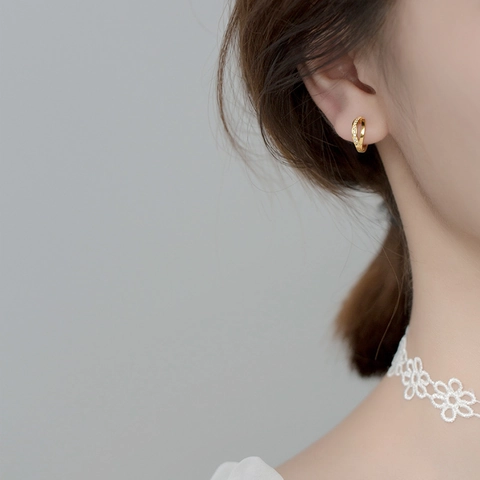 Doppelschichtige Creolen Kupfer Zirkon Geometrisch Minimalistisch Mit 925 Sterling Silver Earring Post Damen